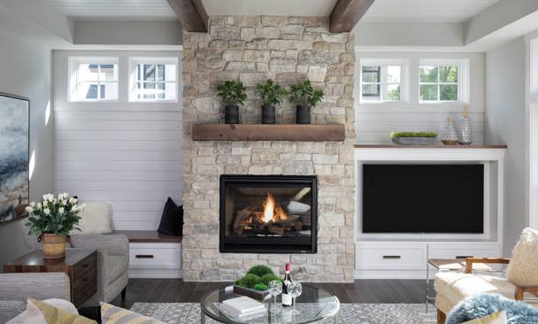 natural stone fireplace
